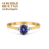 14K Gold 0.87ct Art Deco Oval 7mmx5mm G SI Diamond Engagement Wedding Ring