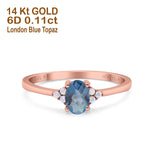 14K Gold 0.87ct Art Deco Oval 7mmx5mm G SI Diamond Engagement Wedding Ring