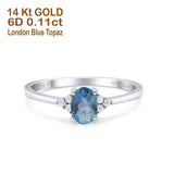 14K Gold 0.87ct Art Deco Oval 7mmx5mm G SI Diamond Engagement Wedding Ring