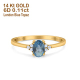 14K Gold 0.87ct Art Deco Oval 7mmx5mm G SI Diamond Engagement Wedding Ring