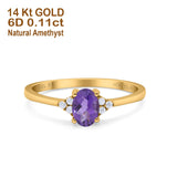 14K Gold 0.87ct Art Deco Oval 7mmx5mm G SI Diamond Engagement Wedding Ring