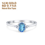 14K Gold 0.87ct Art Deco Oval 7mmx5mm G SI Diamond Engagement Wedding Ring
