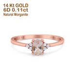 14K Gold 0.87ct Art Deco Oval 7mmx5mm G SI Diamond Engagement Wedding Ring