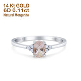 14K Gold 0.87ct Art Deco Oval 7mmx5mm G SI Diamond Engagement Wedding Ring