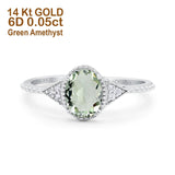 14K Gold 1.26ct Oval Art Deco 8mmx6mm G SI Diamond Engagement Wedding Ring