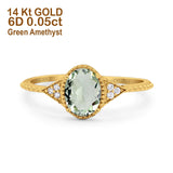14K Gold 1.26ct Oval Art Deco 8mmx6mm G SI Diamond Engagement Wedding Ring