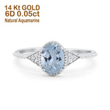 14K Gold 1.26ct Oval Art Deco 8mmx6mm G SI Diamond Engagement Wedding Ring