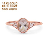14K Gold 1.26ct Oval Art Deco 8mmx6mm G SI Diamond Engagement Wedding Ring