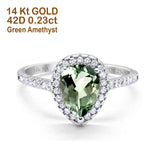 14K Gold 1.48ct Teardrop Pear 8mmx6mm G SI Diamond Engagement Wedding Ring