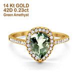 14K Gold 1.48ct Teardrop Pear 8mmx6mm G SI Diamond Engagement Wedding Ring