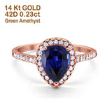 14K Gold 1.48ct Teardrop Pear 8mmx6mm G SI Diamond Engagement Wedding Ring