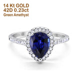 14K Gold 1.48ct Teardrop Pear 8mmx6mm G SI Diamond Engagement Wedding Ring