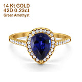 14K Gold 1.48ct Teardrop Pear 8mmx6mm G SI Diamond Engagement Wedding Ring