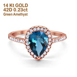 14K Gold 1.48ct Teardrop Pear 8mmx6mm G SI Diamond Engagement Wedding Ring
