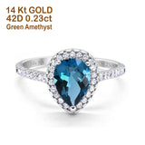 14K Gold 1.48ct Teardrop Pear 8mmx6mm G SI Diamond Engagement Wedding Ring