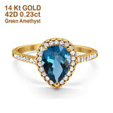 14K Gold 1.48ct Teardrop Pear 8mmx6mm G SI Diamond Engagement Wedding Ring