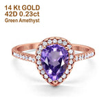 14K Gold 1.48ct Teardrop Pear 8mmx6mm G SI Diamond Engagement Wedding Ring
