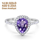 14K Gold 1.48ct Teardrop Pear 8mmx6mm G SI Diamond Engagement Wedding Ring