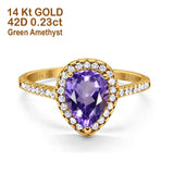 14K Gold 1.48ct Teardrop Pear 8mmx6mm G SI Diamond Engagement Wedding Ring