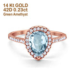 14K Gold 1.48ct Teardrop Pear 8mmx6mm G SI Diamond Engagement Wedding Ring