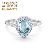 14K Gold 1.48ct Teardrop Pear 8mmx6mm G SI Diamond Engagement Wedding Ring