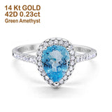 14K Gold 1.48ct Teardrop Pear 8mmx6mm G SI Diamond Engagement Wedding Ring