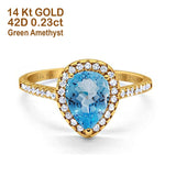 14K Gold 1.48ct Teardrop Pear 8mmx6mm G SI Diamond Engagement Wedding Ring