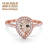 14K Gold 1.48ct Teardrop Pear 8mmx6mm G SI Diamond Engagement Wedding Ring
