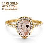 14K Gold 1.48ct Teardrop Pear 8mmx6mm G SI Diamond Engagement Wedding Ring