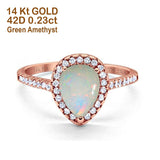 14K Gold 1.48ct Teardrop Pear 8mmx6mm G SI Diamond Engagement Wedding Ring