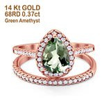 14K Gold 1.62ct Pear 8mmx6mm G SI Diamond Bridal Engagement Wedding Ring