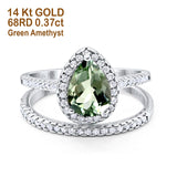 14K Gold 1.62ct Pear 8mmx6mm G SI Diamond Bridal Engagement Wedding Ring