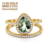 14K Gold 1.62ct Pear 8mmx6mm G SI Diamond Bridal Engagement Wedding Ring