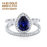 14K Gold 1.62ct Pear 8mmx6mm G SI Diamond Bridal Engagement Wedding Ring