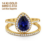 14K Gold 1.62ct Pear 8mmx6mm G SI Diamond Bridal Engagement Wedding Ring