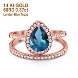 14K Gold 1.62ct Pear 8mmx6mm G SI Diamond Bridal Engagement Wedding Ring