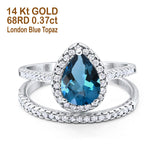 14K Gold 1.62ct Pear 8mmx6mm G SI Diamond Bridal Engagement Wedding Ring