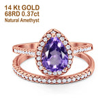 14K Gold 1.62ct Pear 8mmx6mm G SI Diamond Bridal Engagement Wedding Ring