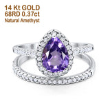 14K Gold 1.62ct Pear 8mmx6mm G SI Diamond Bridal Engagement Wedding Ring