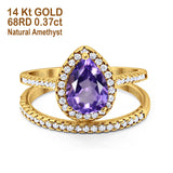 14K Gold 1.62ct Pear 8mmx6mm G SI Diamond Bridal Engagement Wedding Ring