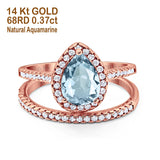 14K Gold 1.62ct Pear 8mmx6mm G SI Diamond Bridal Engagement Wedding Ring