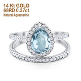 14K Gold 1.62ct Pear 8mmx6mm G SI Diamond Bridal Engagement Wedding Ring