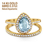 14K Gold 1.62ct Pear 8mmx6mm G SI Diamond Bridal Engagement Wedding Ring