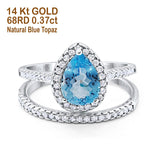 14K Gold 1.62ct Pear 8mmx6mm G SI Diamond Bridal Engagement Wedding Ring