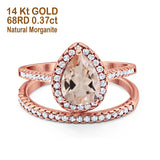 14K Gold 1.62ct Pear 8mmx6mm G SI Diamond Bridal Engagement Wedding Ring