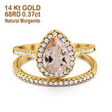 14K Gold 1.62ct Pear 8mmx6mm G SI Diamond Bridal Engagement Wedding Ring