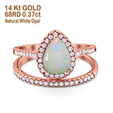 14K Gold 1.62ct Pear 8mmx6mm G SI Diamond Bridal Engagement Wedding Ring