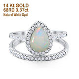14K Gold 1.62ct Pear 8mmx6mm G SI Diamond Bridal Engagement Wedding Ring
