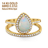 14K Gold 1.62ct Pear 8mmx6mm G SI Diamond Bridal Engagement Wedding Ring