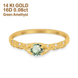 14K Gold 0.33ct Round Petite Dainty Art Deco 4mm G SI Diamond Engagement Wedding Ring